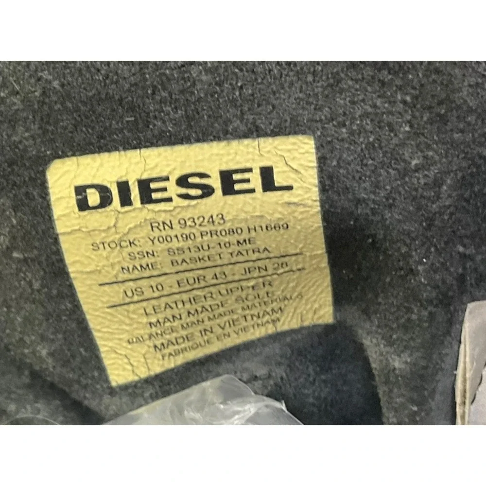 Diesel Basket Tatra Mens Black Leather High Top Sneakers Boots‎ US 10
